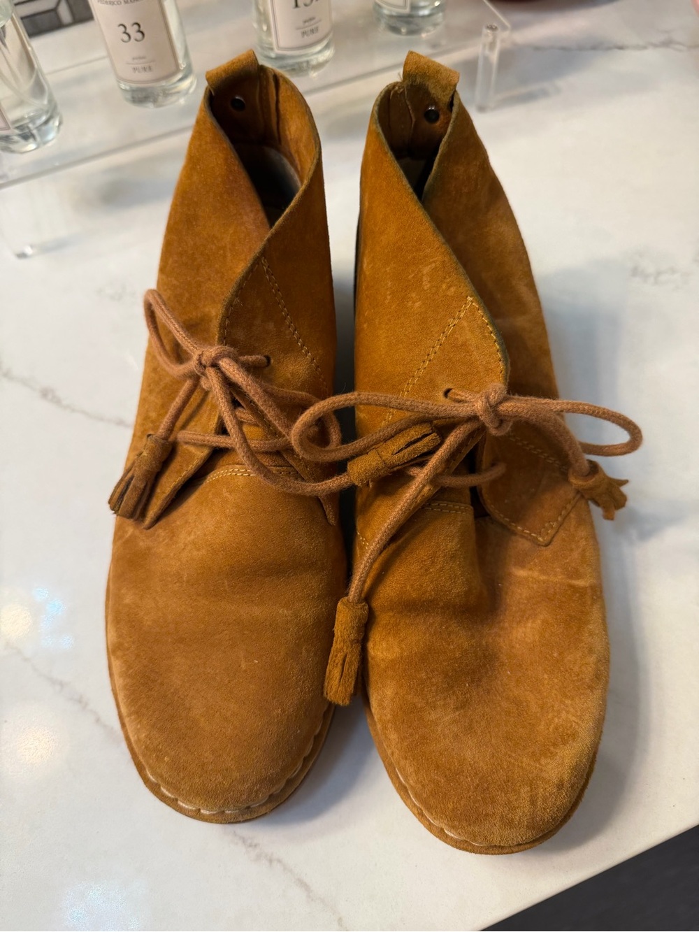 Hush Puppies Suede Lace-Up Ankle Booties in Chestnut